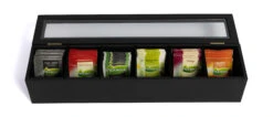 Sakura Tea Theedoos - Zwart - 6-vaks - Met Fluweel - 43 X 9 Cm -Keuken Do Verkoop 3 6 vaks lang 8