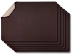 Jay Hill Placemats - Vegan Leer - Bruin / Zand - Dubbelzijdig - 46 X 33 Cm - 6 Stuks