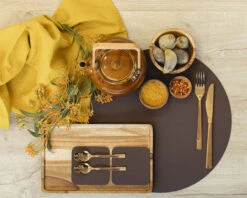 Jay Hill Placemats - Vegan Leer - Bruin / Zand - Dubbelzijdig - ø 38 Cm - 6 Stuks -Keuken Do Verkoop placemat 8 8