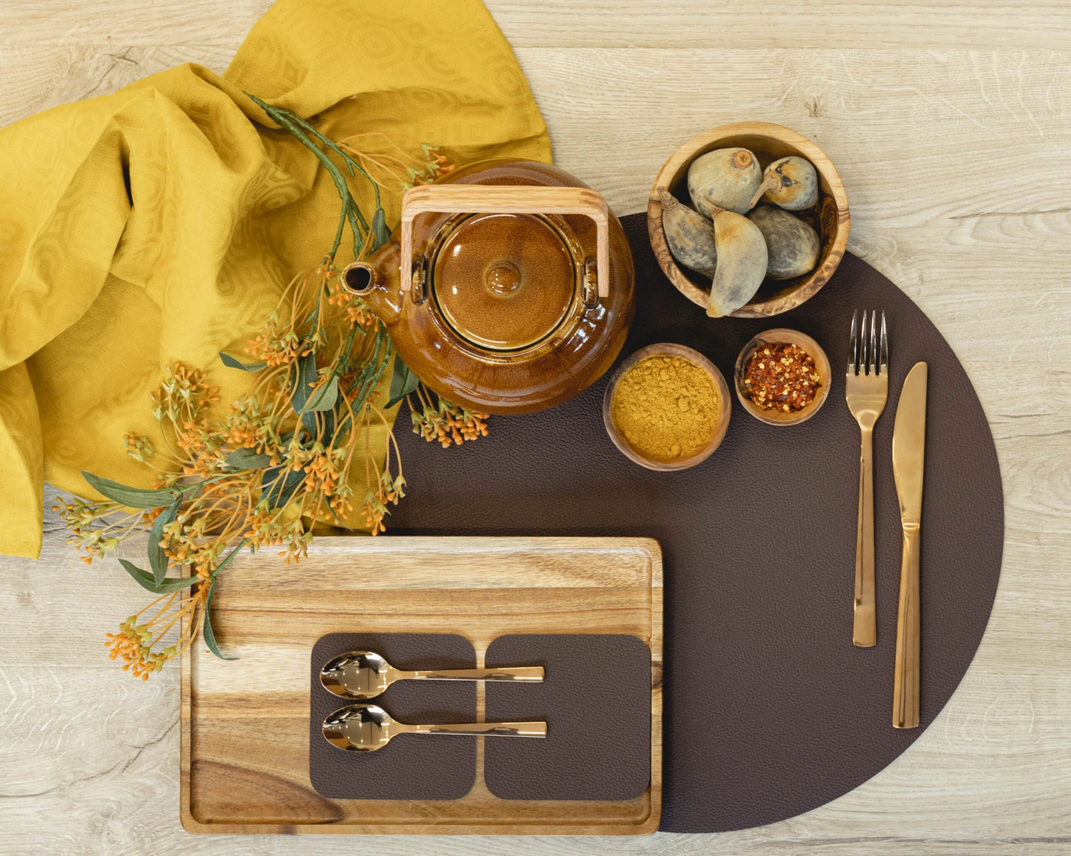 Jay Hill Onderzetters - Vegan Leer - Bruin / Zand - Dubbelzijdig - 10 X 10 Cm - 6 Stuks 3 Jay Hill Onderzetters - Vegan Leer - Bruin / Zand - Dubbelzijdig - 10 X 10 Cm - 6 Stuks - Afbeelding 3